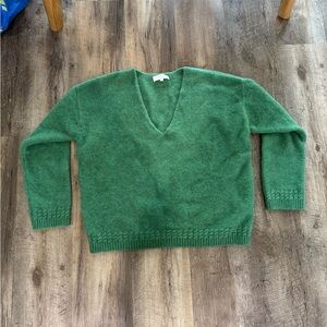 Sezane Forest Green V-Neck Sweater